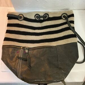Women’s Striped Black and Cream Backpack